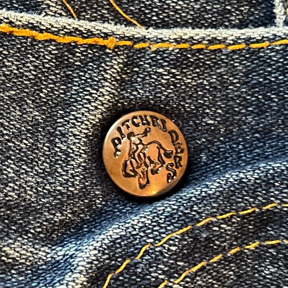 Vtg Pitchriders Dark Wash Jean Jacket Snap Buttons Child 5 6 Western Cowboy - Picture 7 of 16